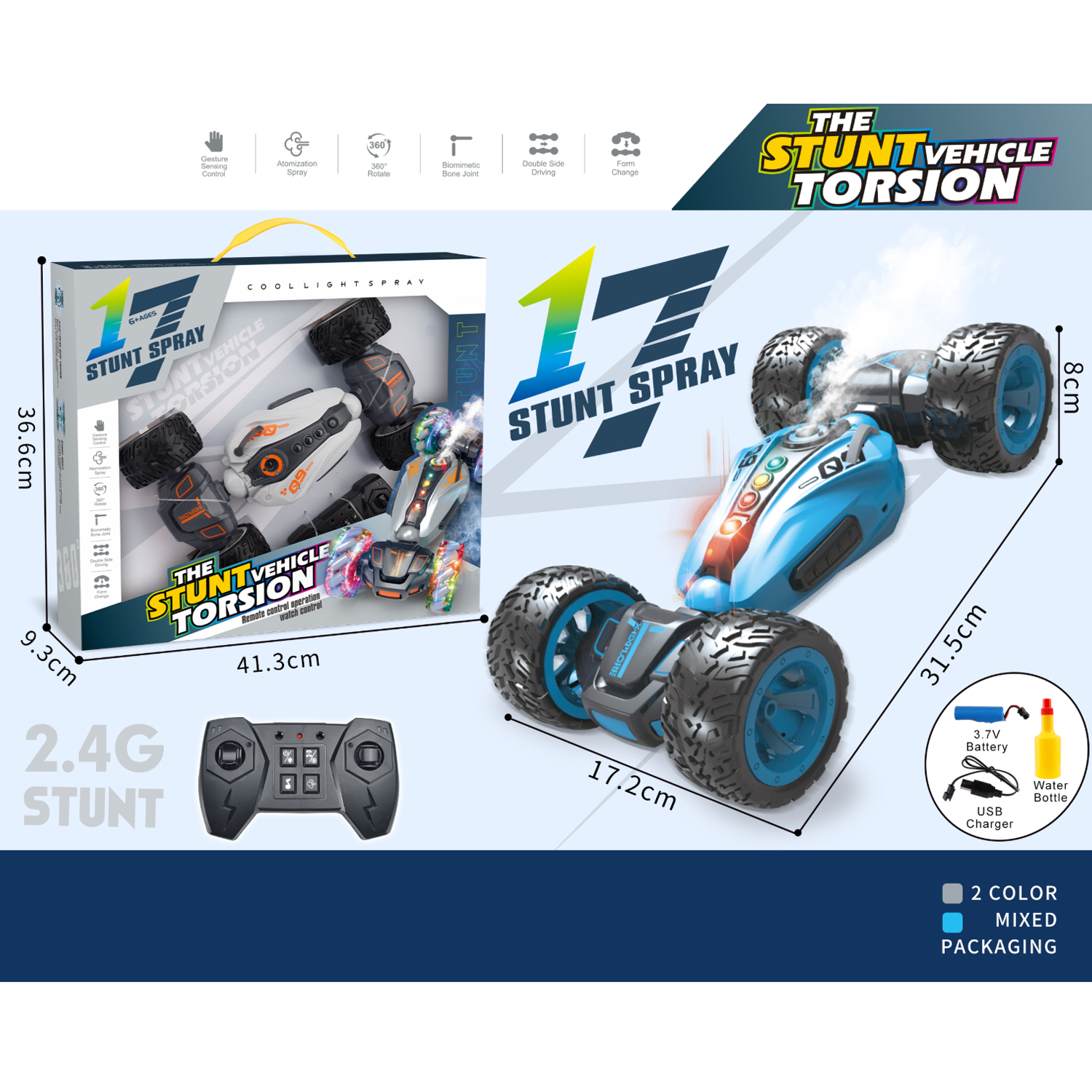 4WD RC Stunt Car – Gesture Control, Lights & Music